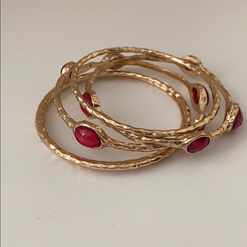 Gold and ruby bracelets